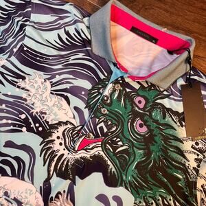 Greyson Golf Polo SS Performance Mythical Sea Dragon AOP Graphics Men’s XL